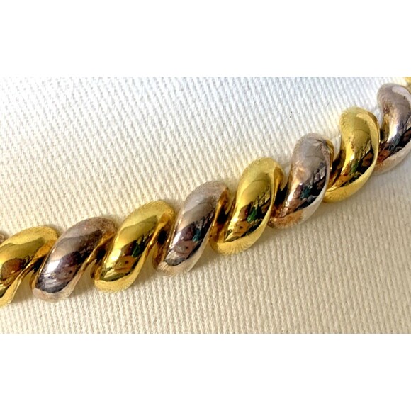 Vintage Italy 925 Sterling Silver Chunky Two-Tone Nugget Link 16” Necklace 49.6g - Picture 3 of 11